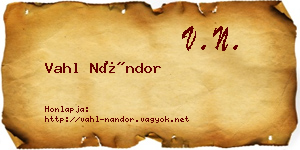 Vahl Nándor névjegykártya