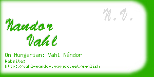 nandor vahl business card