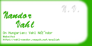 nandor vahl business card